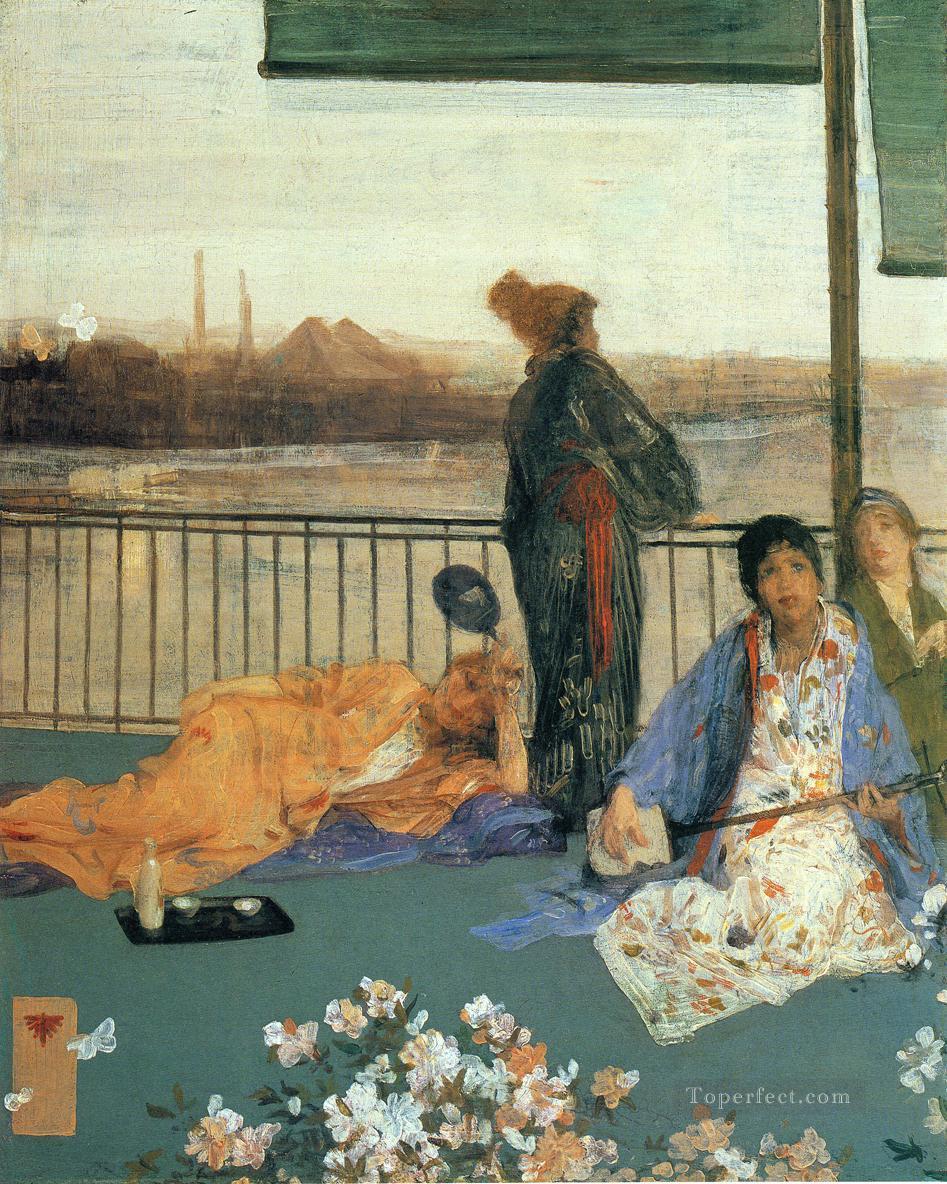 Variations in Flesh Colour and Green The Balcony James Abbott McNeill Whistler Oil Paintings